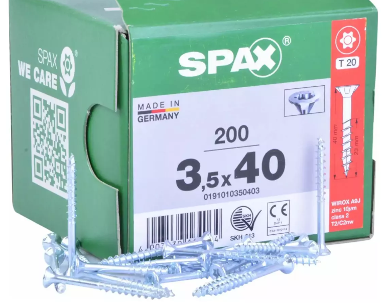 Tornillo SPAX WIROX Torx - 6 X 140 Mm - Cabeza Avellanada - Rosca