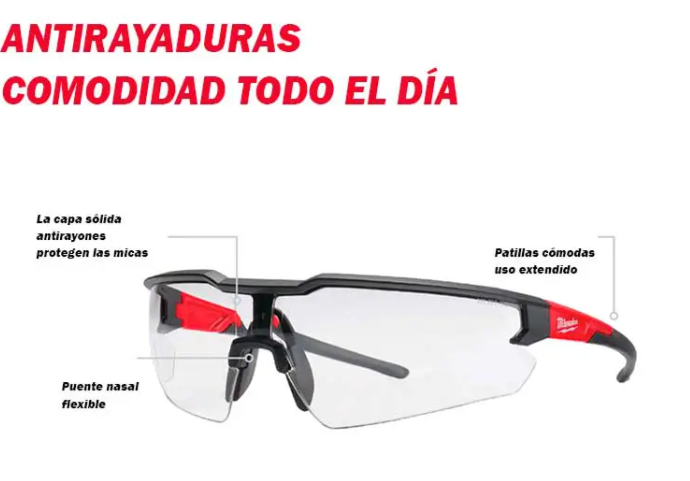Gafas de Seguridad Antirayas Milwaukee 48-73-2052 pzs