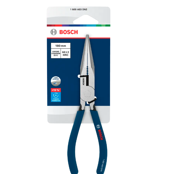 Bosch Professional Alicate De Punta Larga Curvado 40° VDE 200 Mm (Aislado 1000V, TPU) - Seguridad Eléctrica