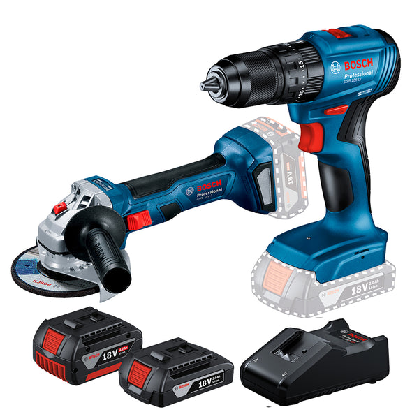 Combo Bosch Rotomartillo  GSB 185-LI + Esmeril GWS 180-LI 18V 2B