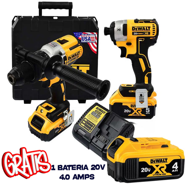 Kit de Taladro Percutor y Destornillador de Impacto 20V DeWalt DCK299P2