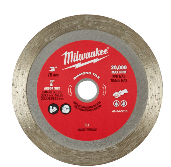 Hoja de diamante para azulejos de 3"  MilwaukeeTool 49-94-3010