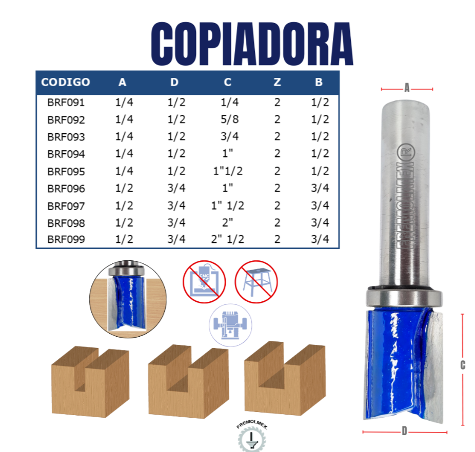Fresa Copiadora Expert Per Fresatrici - 8x9,53x25,8 Mm - Per Scanalature E Lavorazione Legno