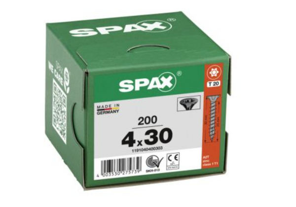 Spax para madera negro 4x30 T20