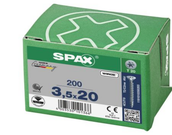 Spax para madera torx 3.5 x 20 mm T20