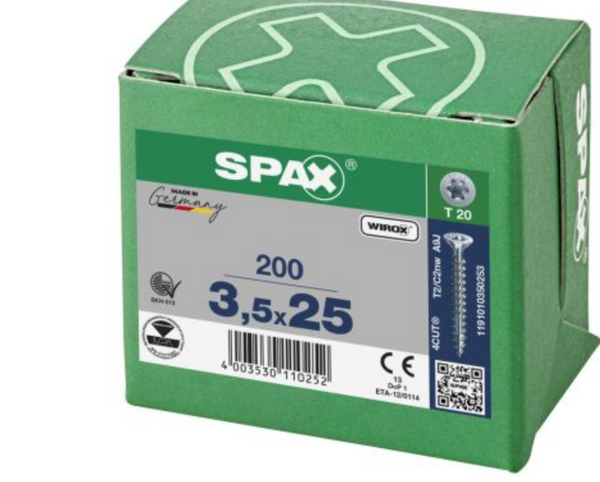 Spax para madera torx 3.5 x 25 mm T20