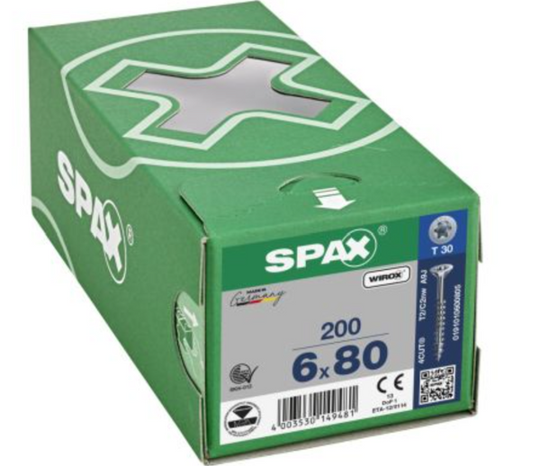 Spax para madera torx 6 x 80 mm, T30