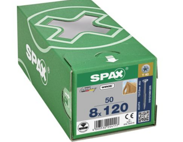 Spax para vigas wirox 8 x 120 mm. T40