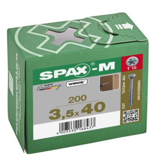 Spax-M para MDF 3.5 x 40 mm. T-15