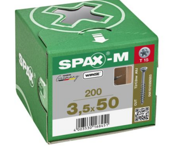 Spax-M para MDF 3.5 x 50 mm  T-15