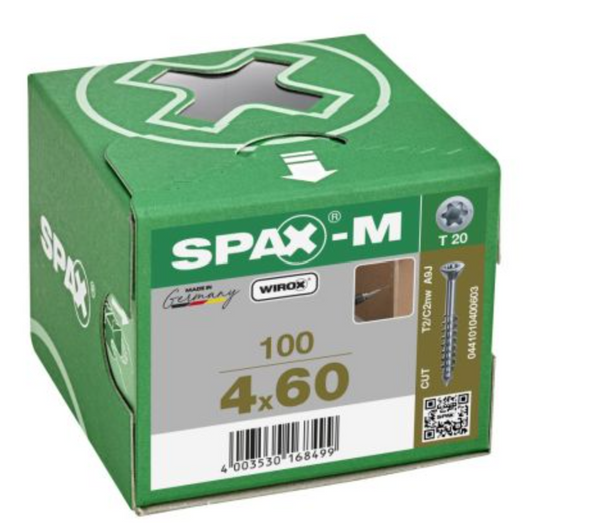 Spax-M para MDF 4.0 x 60 mm, T-20