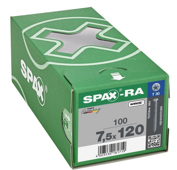 Spax R-A de fijación en concreto  7,5 x 120 mm, Cabeza avellanada plana, T-STAR PLUS T30,