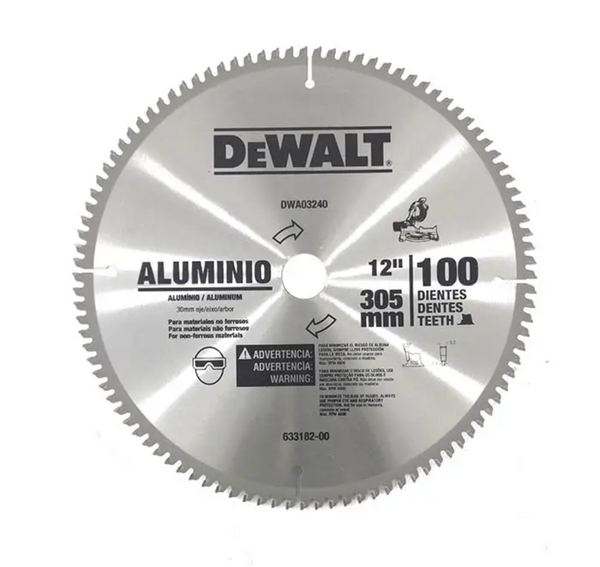 Disco de Sierra 12 Pulg Dewalt DWA03240 100T Para Aluminio