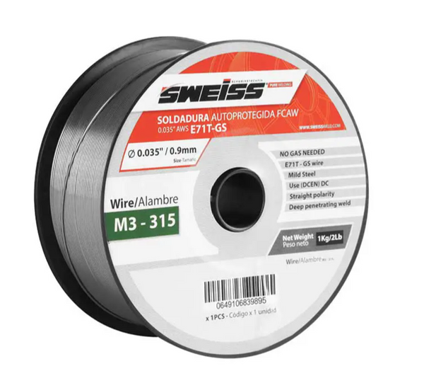 Soldadura Alambre Autoprotegido .035 AWS E71T-GS Sweiss 1kg