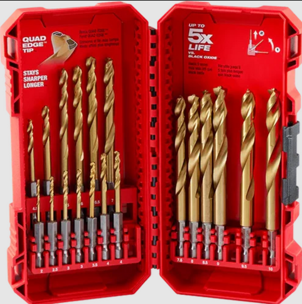 Kit  brocas de titanio métricas SHOCKWAVE  de 19 piezas