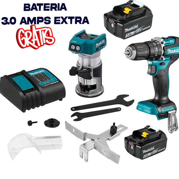 Combo DLX2463ST Makita 18V Rotomartillo Brushless + Router DRT50