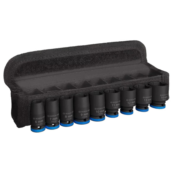 PRO Impact Socket Set, 1/4", profundo, 9 unidades