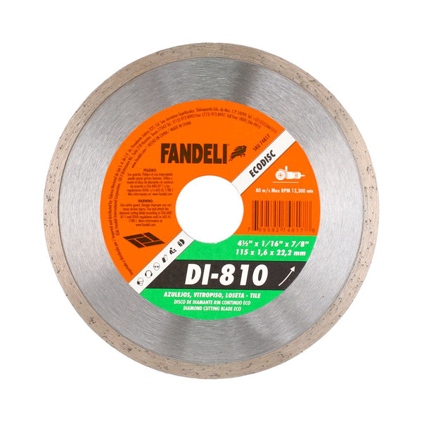 Disco de diamante rin continuo 4-1/2" DI-810 Fandeli