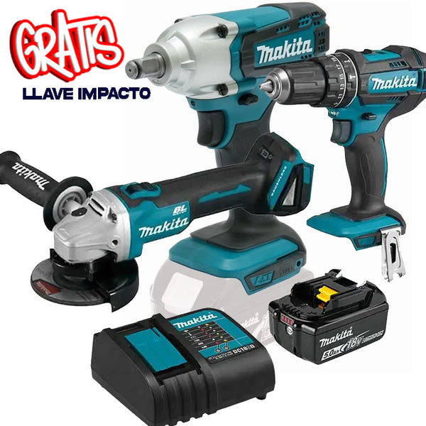 Combo Rotomartillo + Miniesmeriladora Brushless Makita +Llave de impacto  DLX2402ST