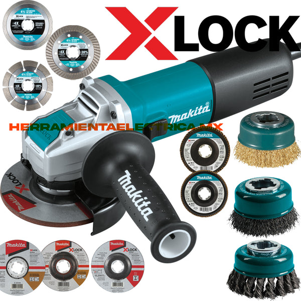 Esmeriladora Angular X‑LOCK de 4‑1/2" GA4570 c/accesorios